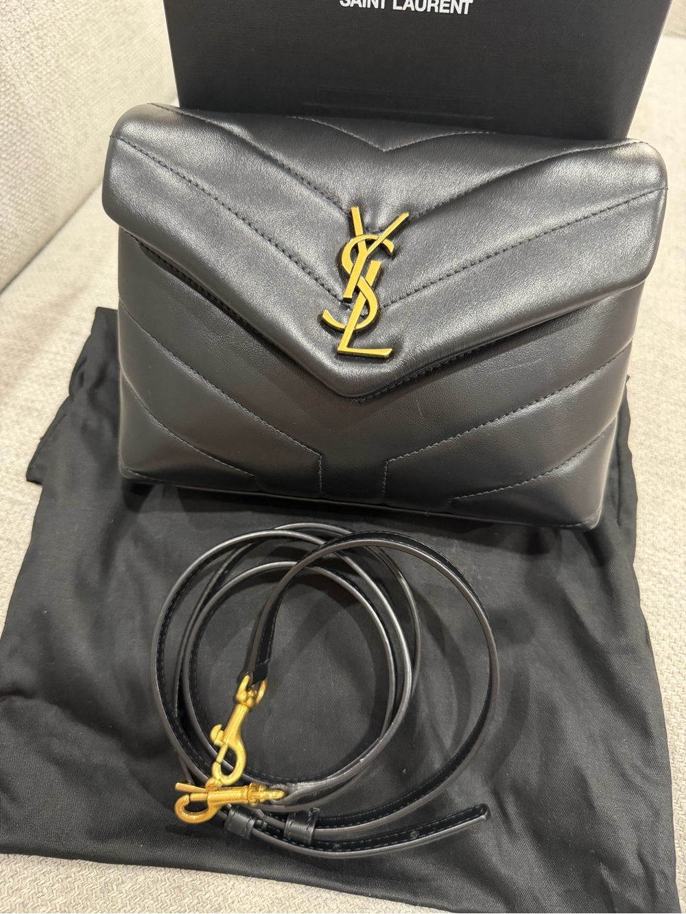 SOLD Saint Laurent Black Leather Toy Loulou